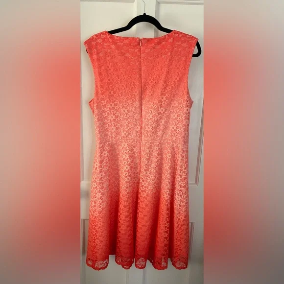 Covington Fit & Flare Coral Lace Dress Size 16 - Picture 4 of 8